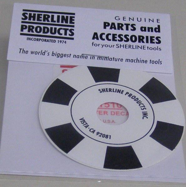 Sherline Tachometer Decal 81510 81510